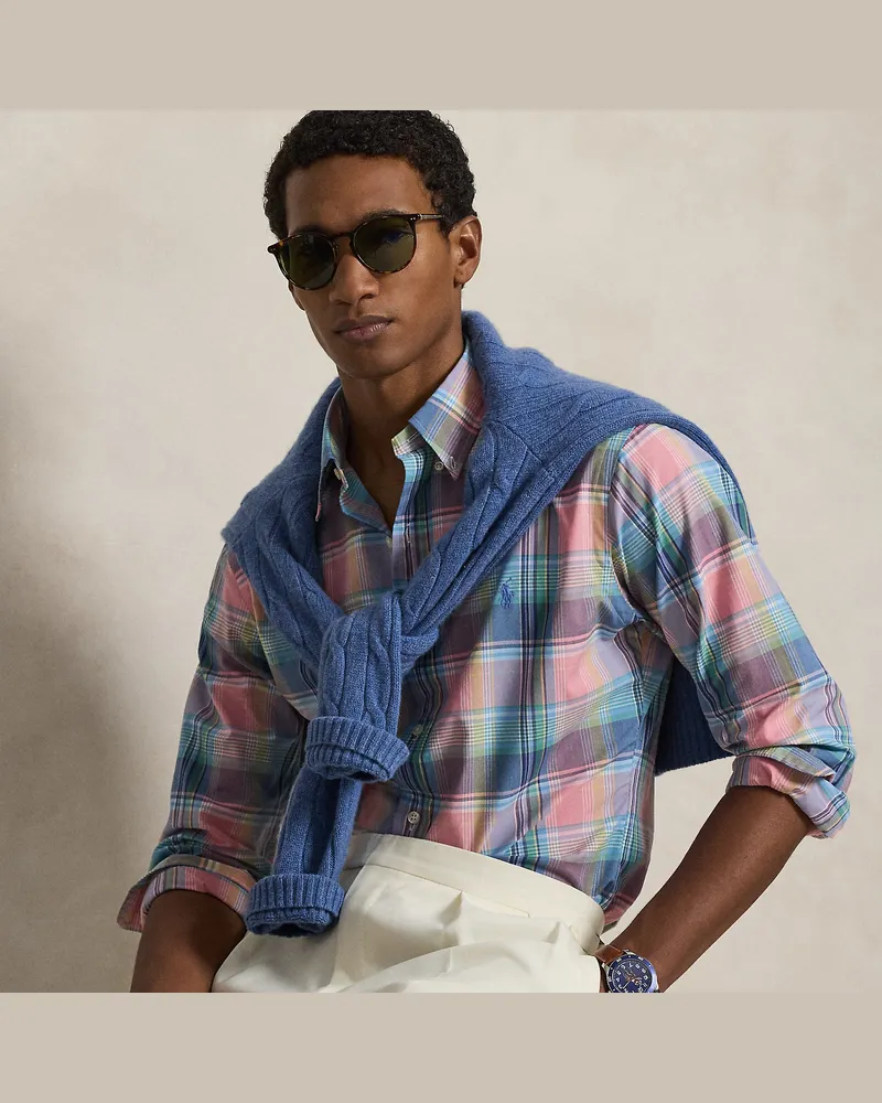 Ralph Lauren Kariertes Custom-Fit Popelinehemd Pink