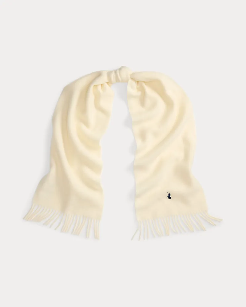 Ralph Lauren Wollschal mit Fransenbesatz Cream