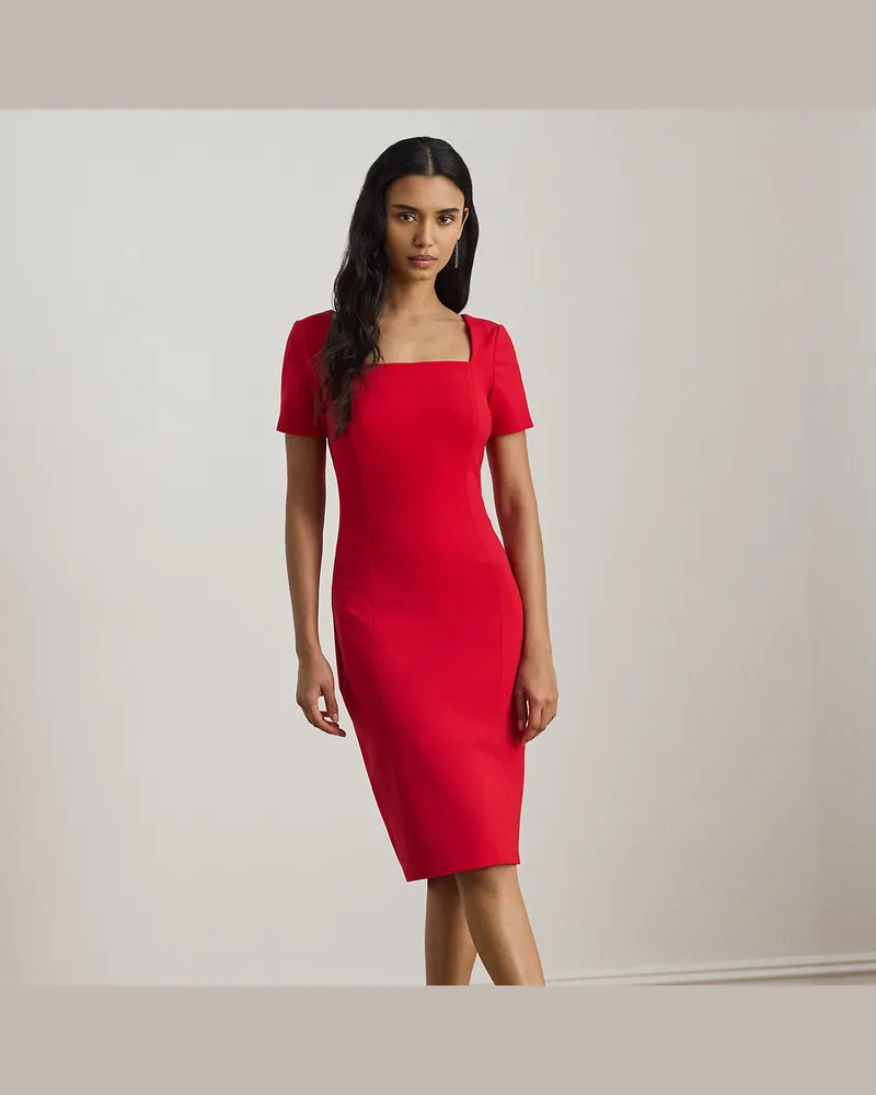 Ralph Lauren Kurzärmliges Cocktailkleid aus Faille Red