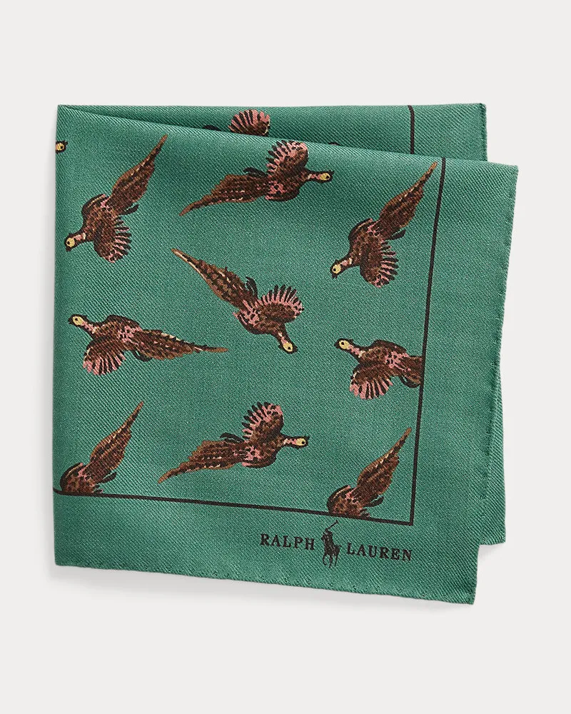 Ralph Lauren Einstecktuch aus Wolle mit Fasan-Druck Green