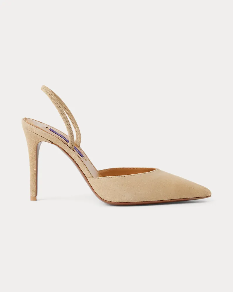 Ralph Lauren Ziegenwildleder-Pumps Marcy mit Riemchen Tan