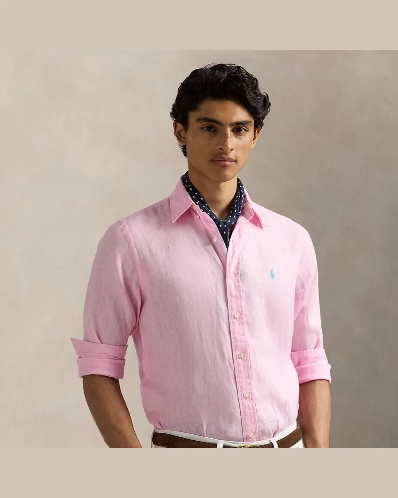 Ralph Lauren Slim-Fit Leinenhemd Pink