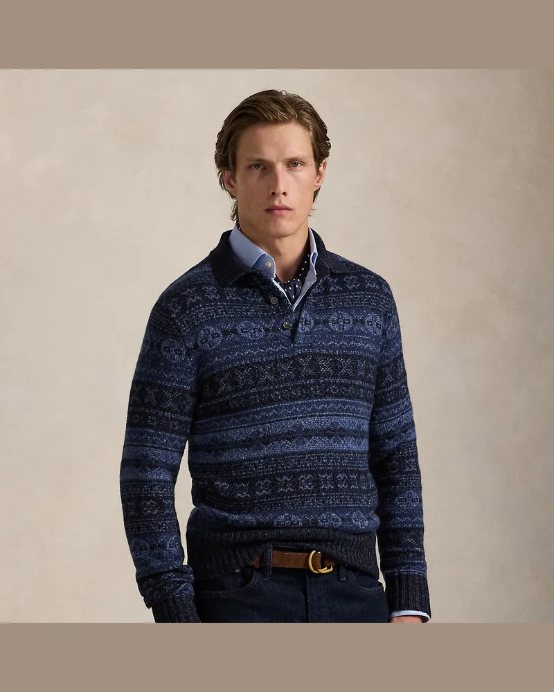 Ralph Lauren Fair-Isle-Pullover mit Polokragen Blue