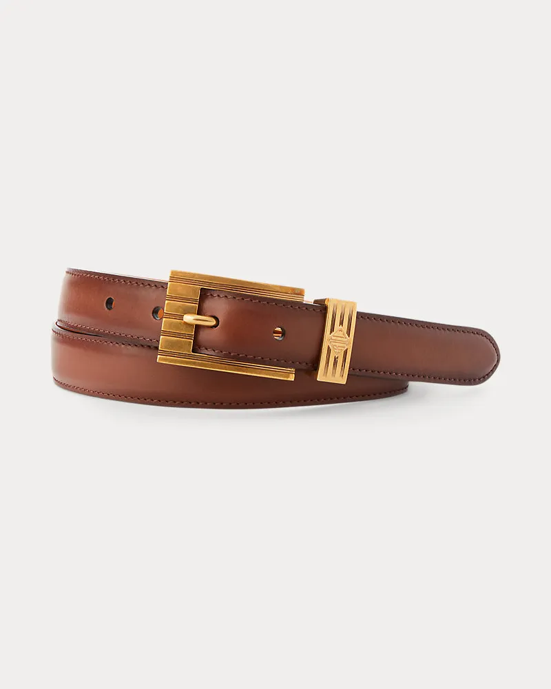 Ralph Lauren Polierter Ledergürtel mit Schnalle Brown