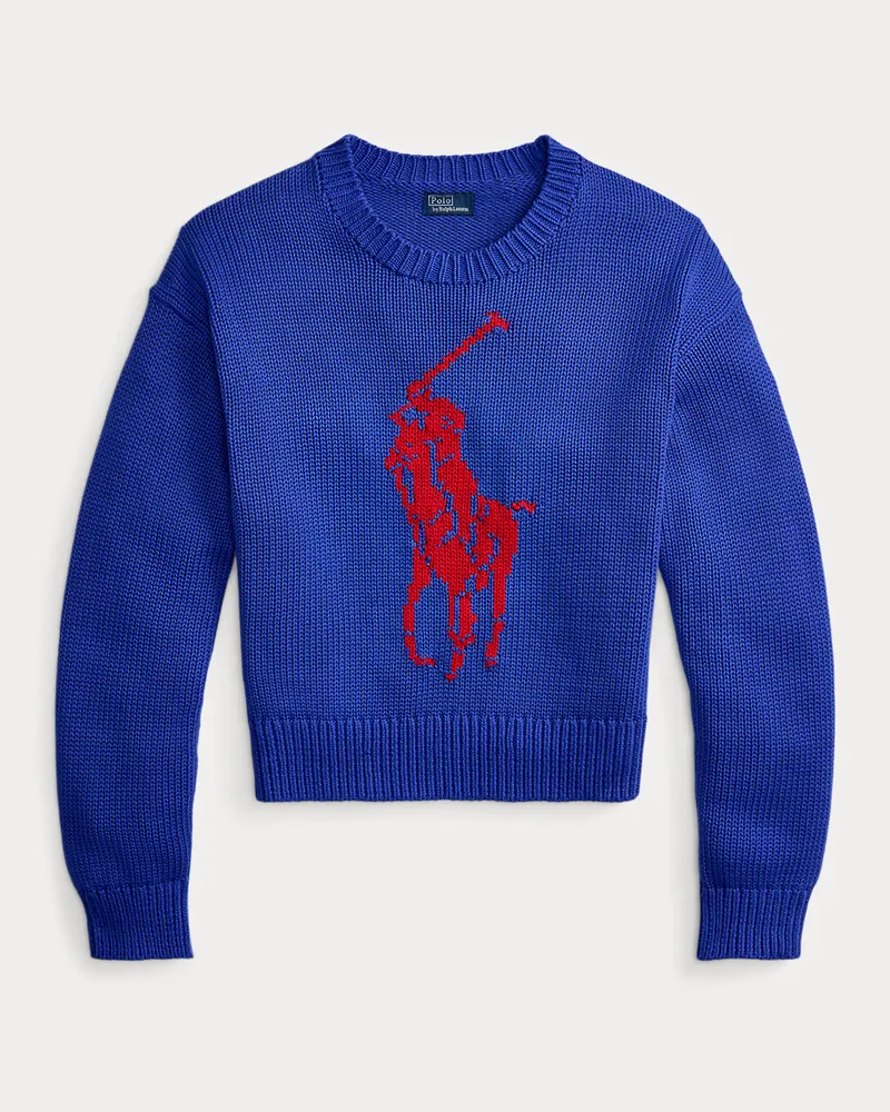 Ralph Lauren Big Pony Rundhalspullover aus Baumwolle Blue