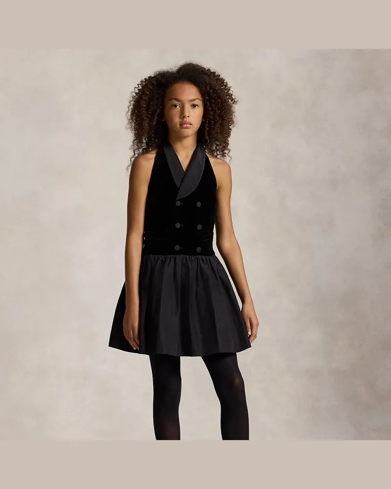 Ralph Lauren Zweireihiges Kleid mit Smoking-Revers Black