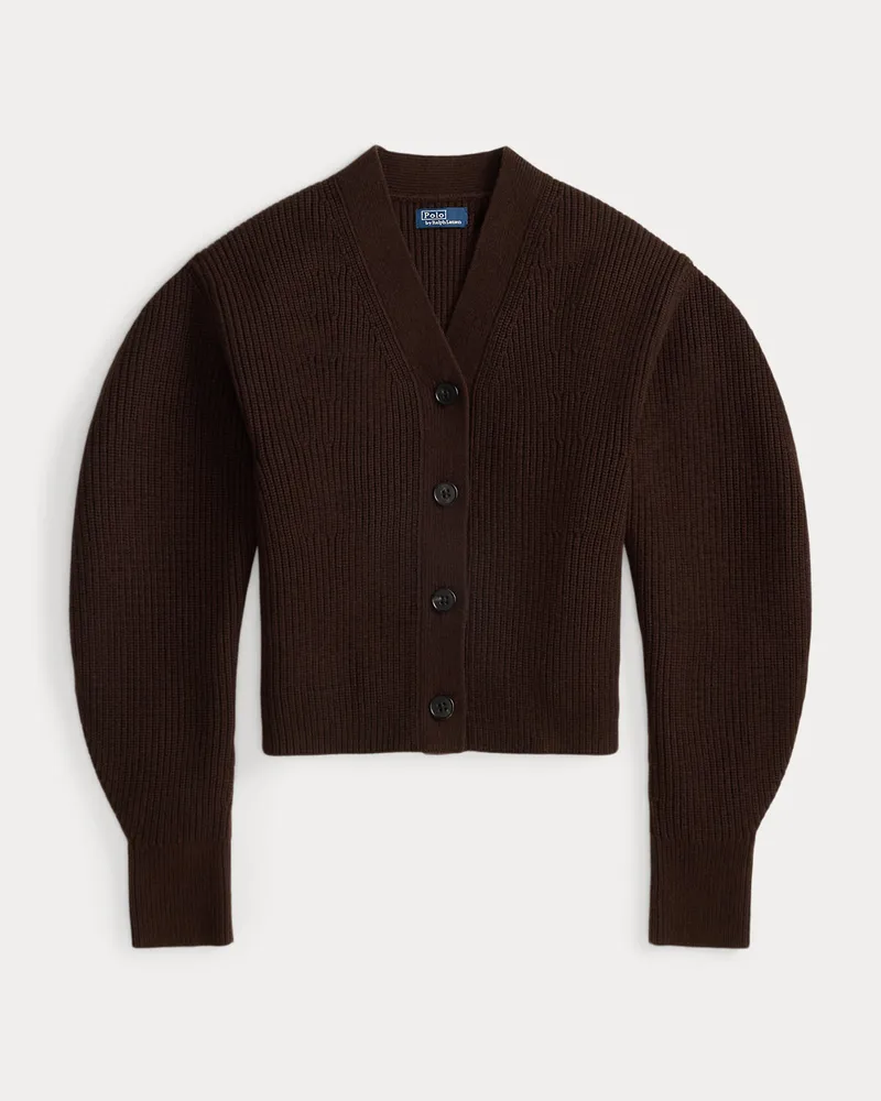 Ralph Lauren Gerippte Strickjacke aus Wollmischung Brown