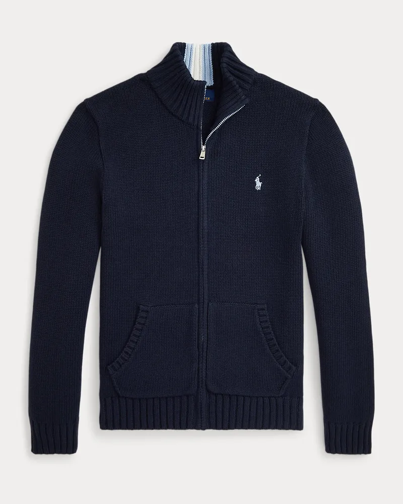 Ralph Lauren Baumwollpullover mit Reißverschluss Blue