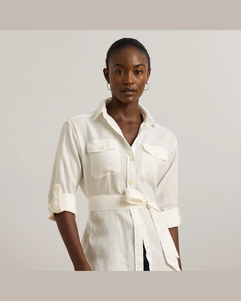 Ralph Lauren Relaxed-Fit Leinenhemd mit Gürtel White