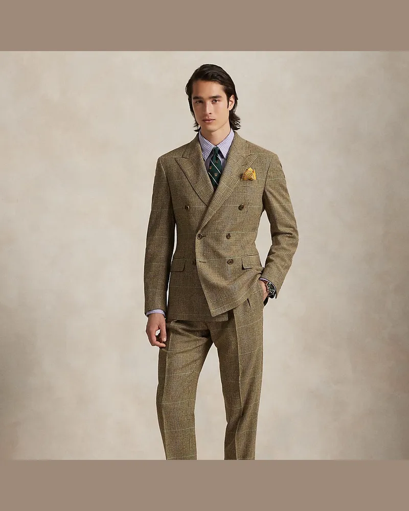 Ralph Lauren Glencheck-Anzughose mit Bundfalten Brown