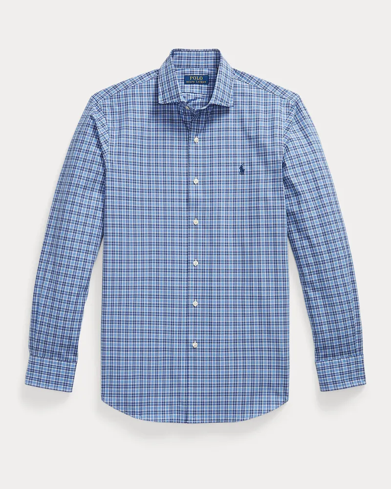 Ralph Lauren Custom-Fit Karo-Popelinehemd Blue
