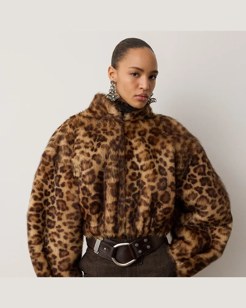 Ralph Lauren Lammfellmantel Balvin in Leoparden-Optik Tan