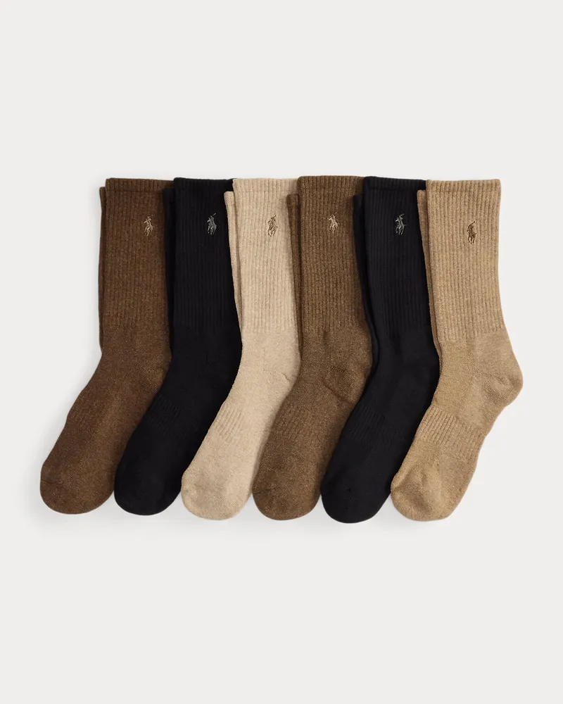 Ralph Lauren 6er-Pack Crew-Socken mit Baumwolle Brown