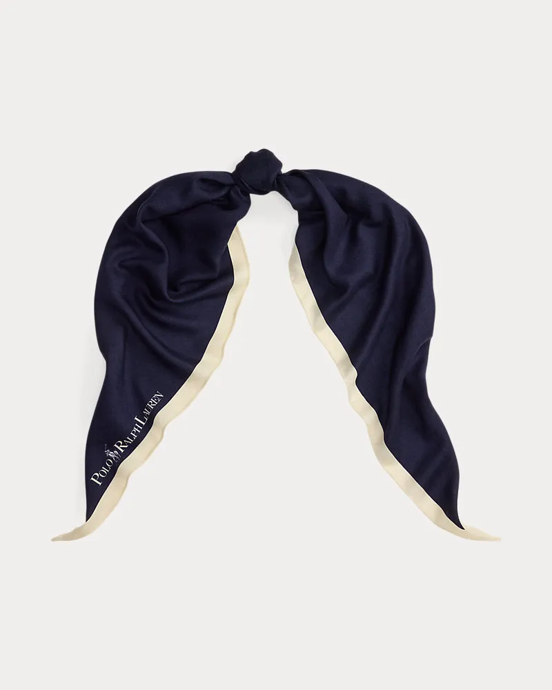 Ralph Lauren Rautenförmiger Woll-Seiden-Schal Blue