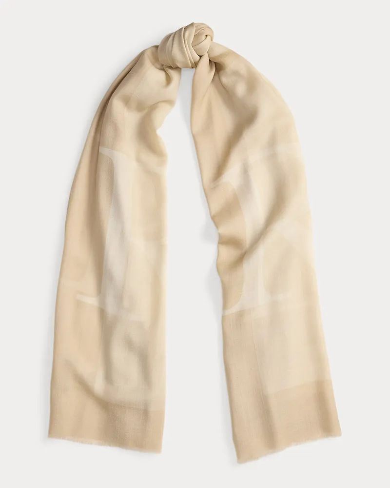 Ralph Lauren Jacquard-Wickelschal aus Wolle mit Logo Cream