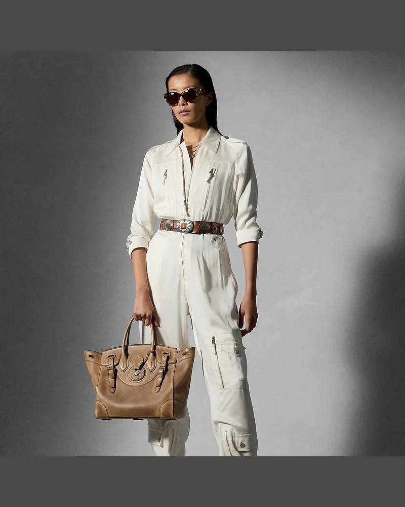 Ralph Lauren Satin-Jumpsuit Eve mit Crêpe-Rückseite White