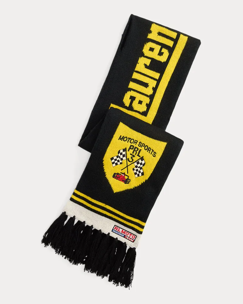 Ralph Lauren Schal mit Rennsport-Aufnähern Black