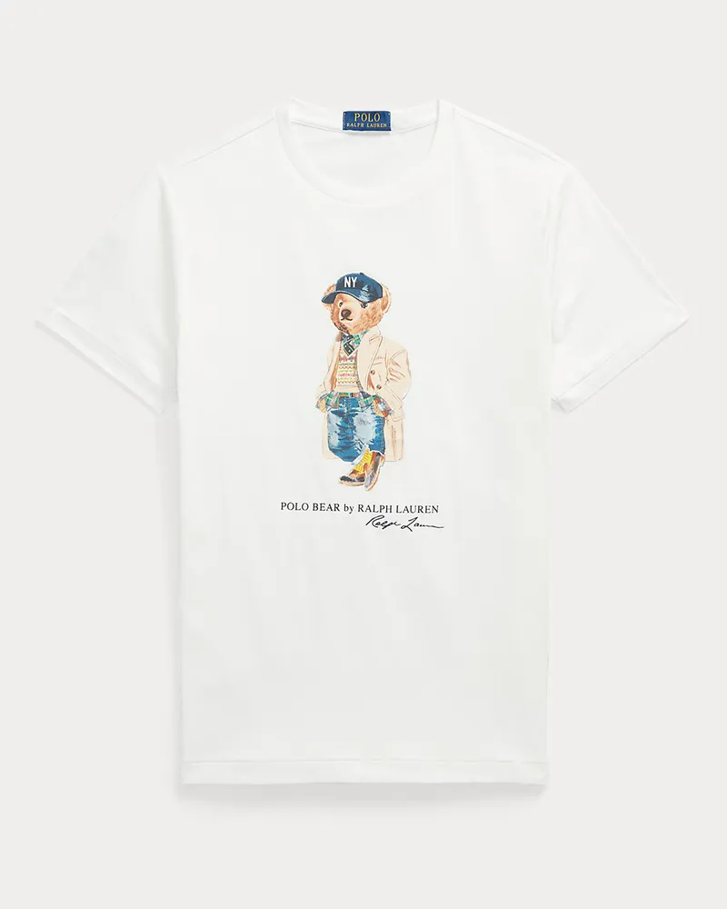 Ralph Lauren Custom-Slim-Fit T-Shirt mit Polo Bear White