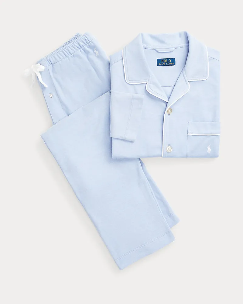 Ralph Lauren Pyjama aus Baumwollpiqué Blue