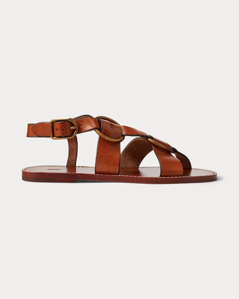Ralph Lauren Ledersandale mit Doppel-O-Ring Tan