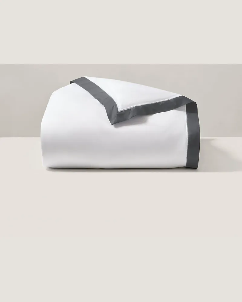 Ralph Lauren Home Bettbezug aus Baumwollatlas mit Bordüre Grey