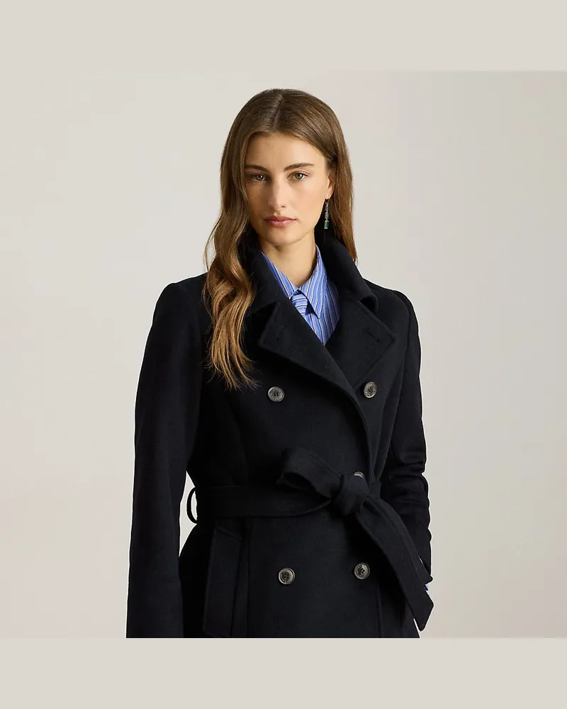 Ralph Lauren Kurzgrößen - Zweireihiger Mantel mit Gürtel Blue