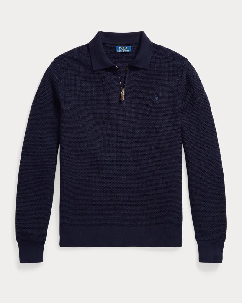 Ralph Lauren Waschbarer Wollpullover mit Polo-Kragen Blue