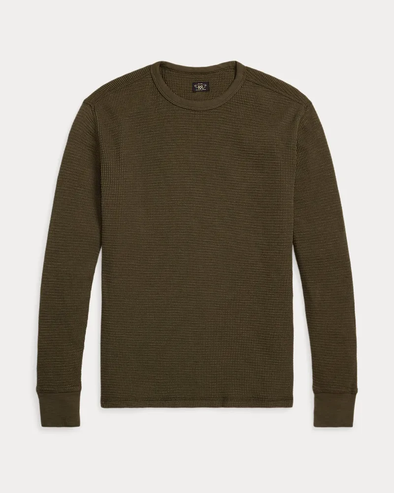 Ralph Lauren Rundhalspullover aus Waffelpiqué Green