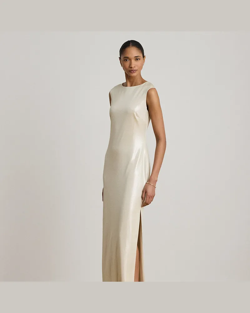 Ralph Lauren Abendkleid aus Metallic-Jersey Cream