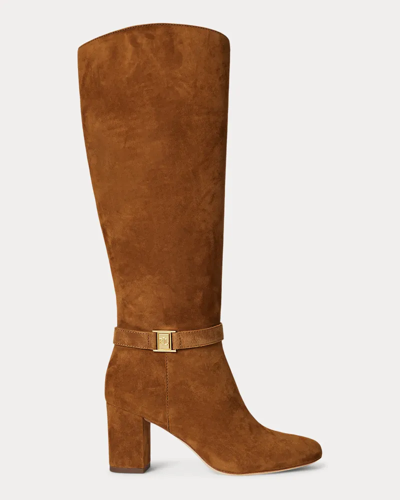 Ralph Lauren Wildlederstiefel Kellie mit Absatz Brown