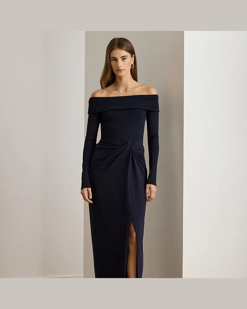 Ralph Lauren Schulterfreies Abendkleid Blue