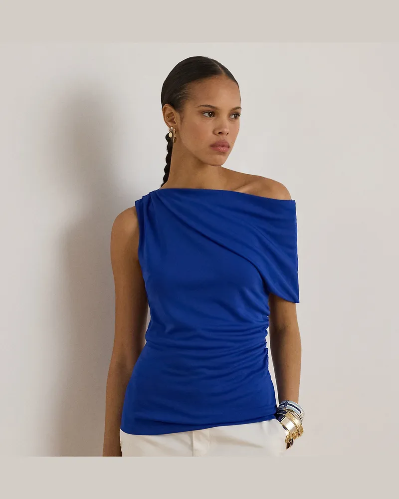 Ralph Lauren Schulterfreies Jerseyoberteil Blue