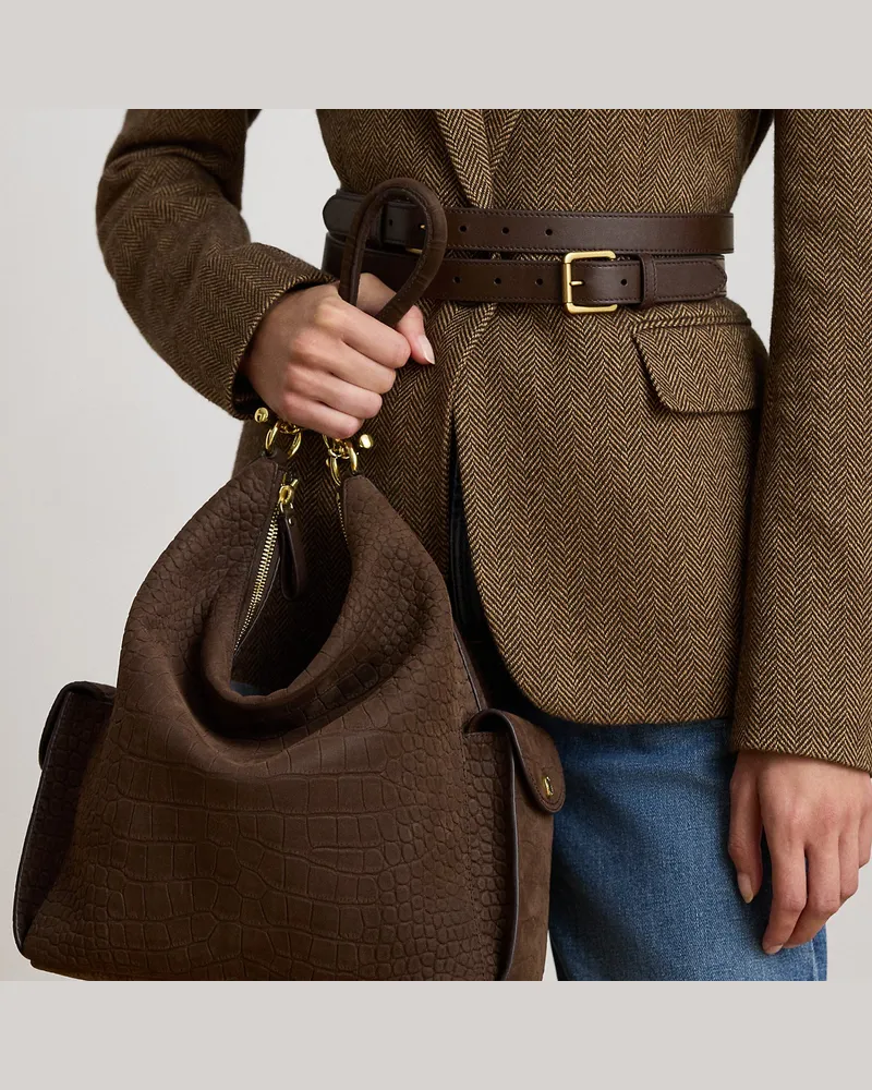 Ralph Lauren Große Schultertasche Blaike mit Prägung Brown