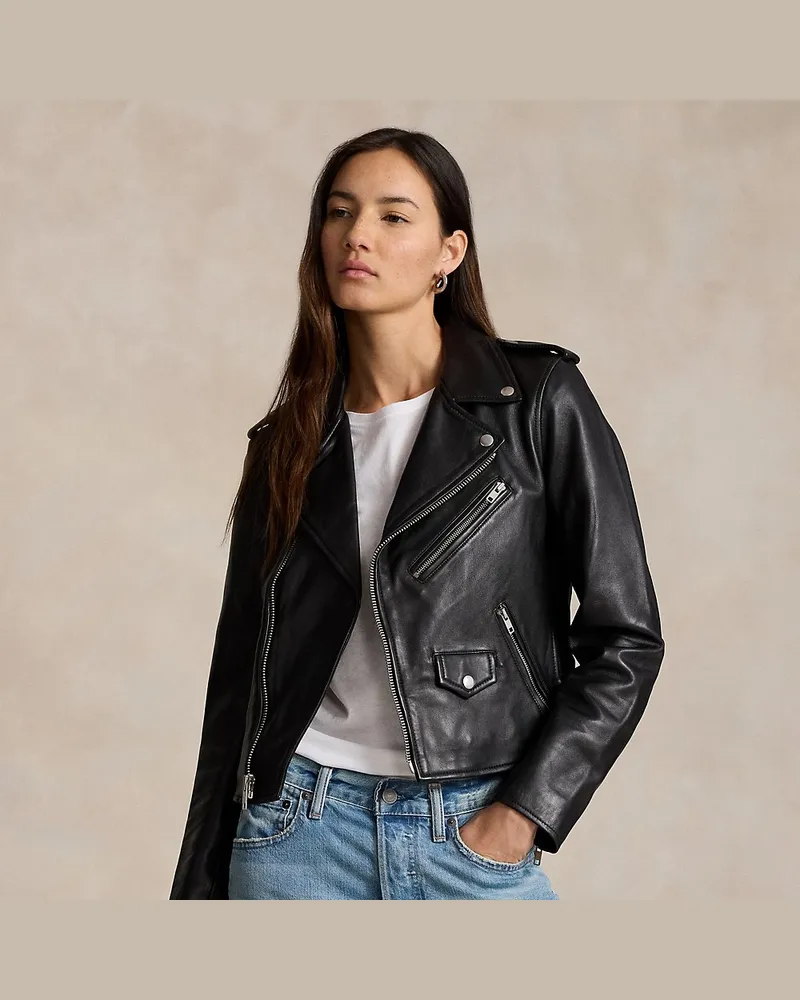 Ralph Lauren Bikerjacke aus Schafsleder Black