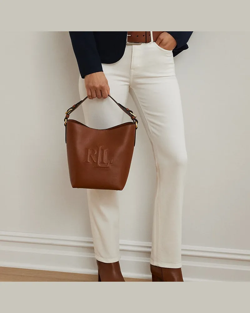 Ralph Lauren Mittelgroße Leder-Beuteltasche Witley Brown