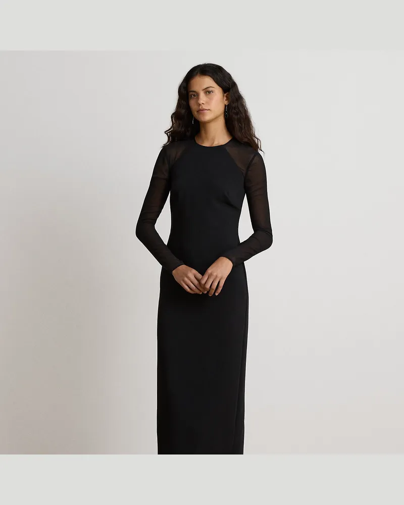 Ralph Lauren Langärmliges Abendkleid aus Crêpe Black