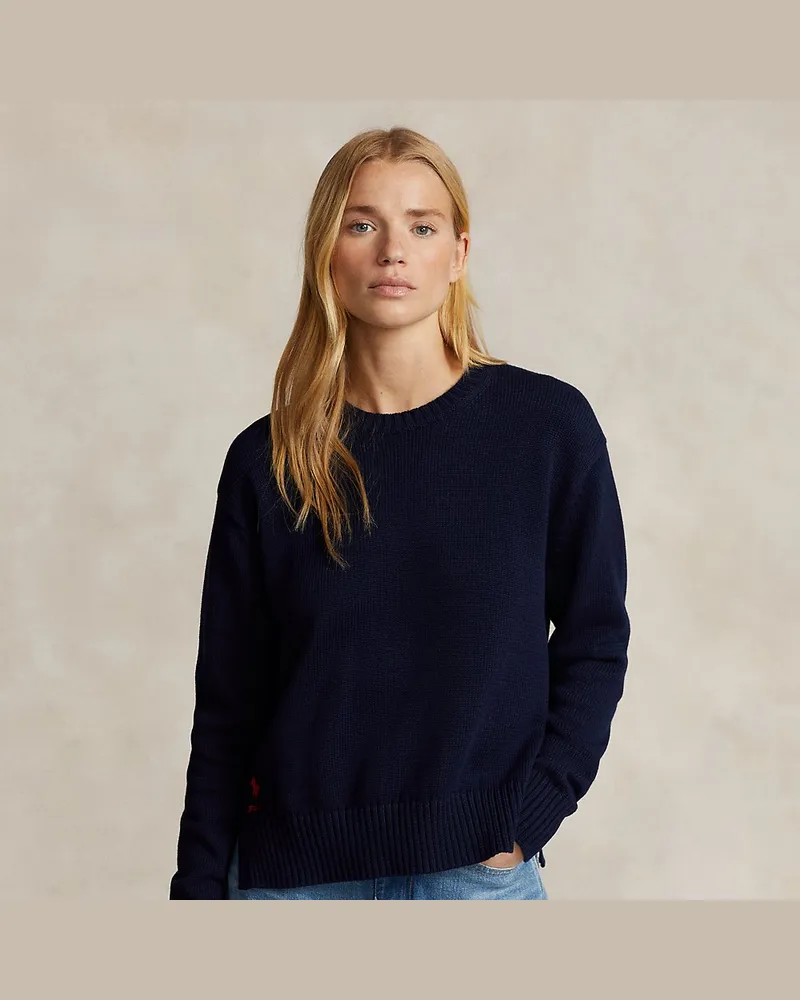 Ralph Lauren Rundhalspullover aus Baumwolle Blue