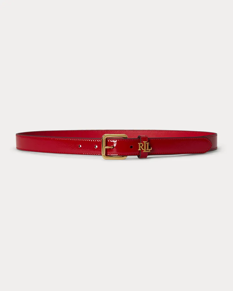Ralph Lauren Schmaler Lackledergürtel mit Logo Red