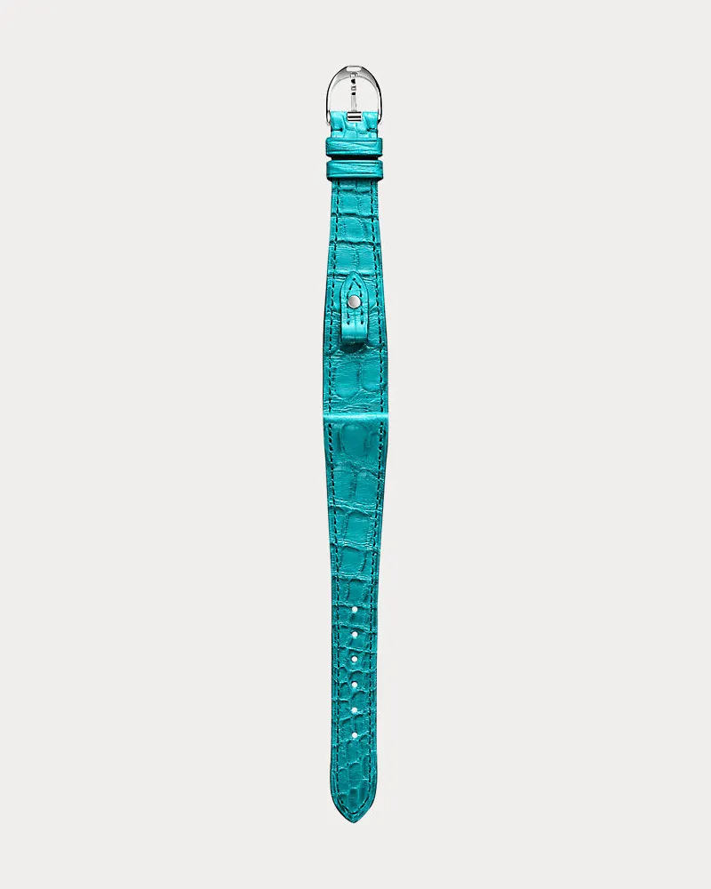 Ralph Lauren Petite-Stirrup-Armband, Alligatorleder Blue