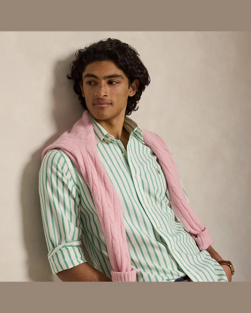 Ralph Lauren Gestreiftes Custom-Fit Oxfordhemd Green