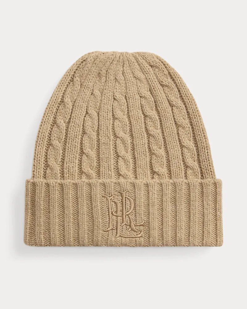 Ralph Lauren Mütze mit Zopfmuster und Logostickerei Tan