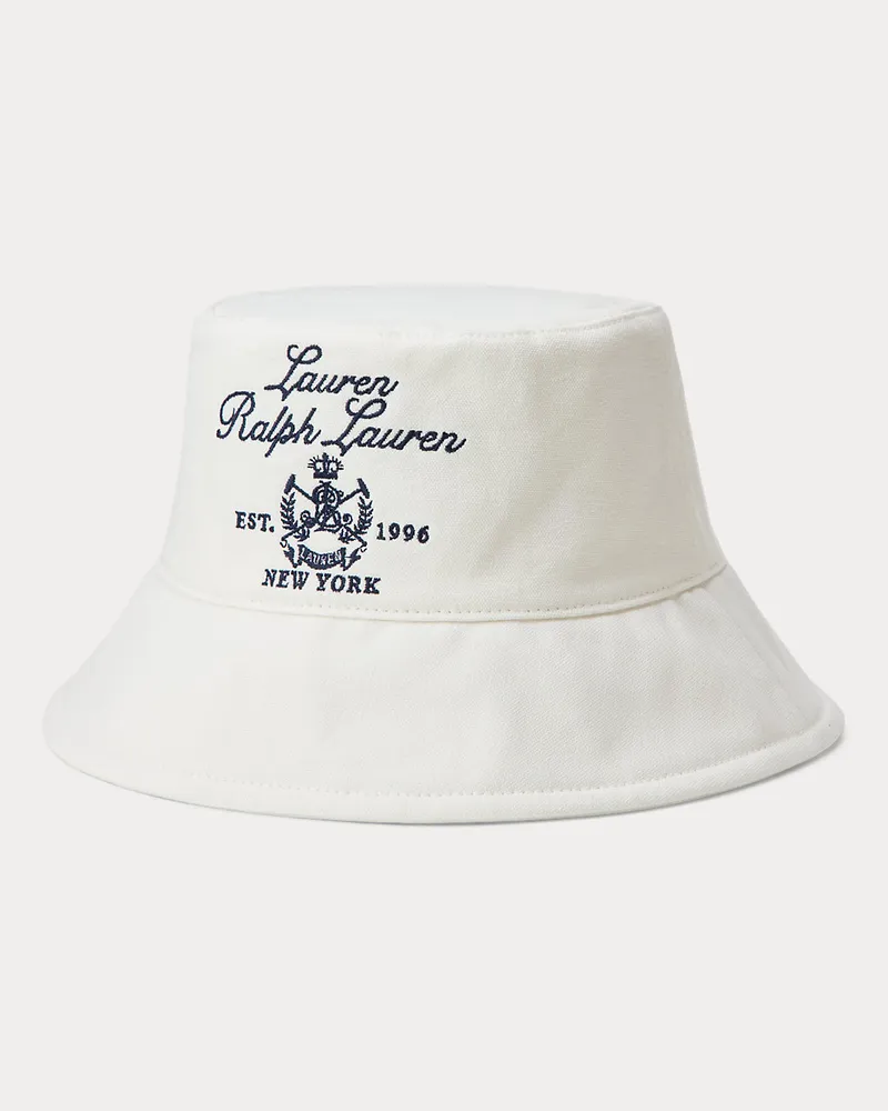 Ralph Lauren Baumwoll-Fischerhut mit Wappenstickerei White