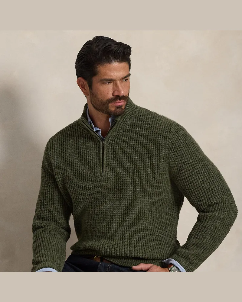 Ralph Lauren Große Größen - Woll-Baumwollpullover aus Waffelpiqué Green