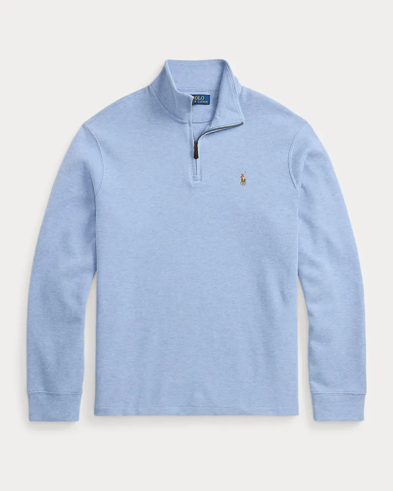 Ralph Lauren Rippenpullover mit Viertelreißverschluss Blue