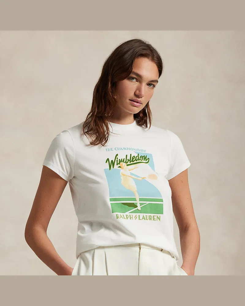 Ralph Lauren Grafik-T-Shirt Wimbledon aus Baumwolle White