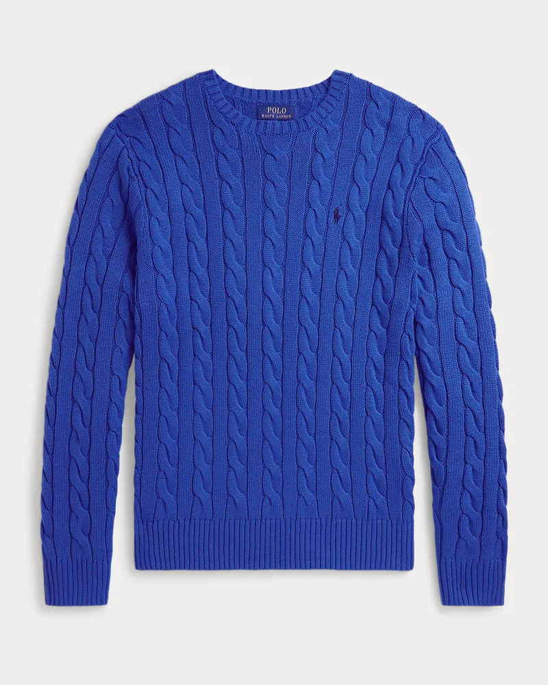 Ralph Lauren Baumwollpullover mit Zopfmuster Blue