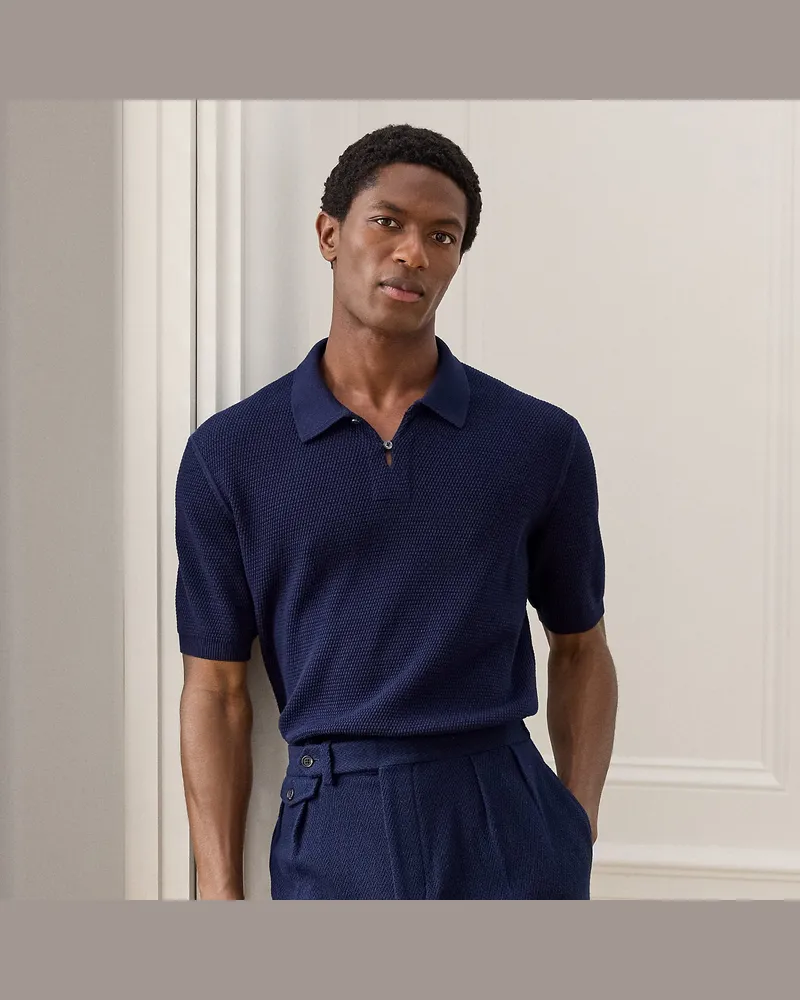Ralph Lauren Polo-Baumwollpullover mit Struktur Blue