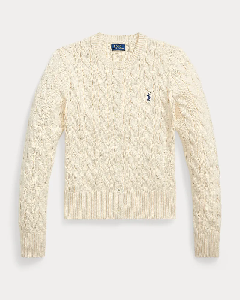 Ralph Lauren Cable-Knit Cotton Cardigan Cream