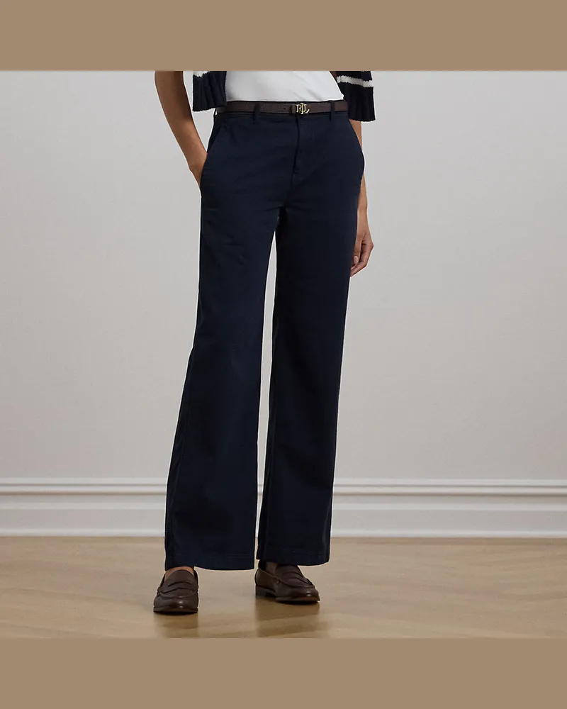 Ralph Lauren Baumwolltwillhose mit weitem Bein Blue