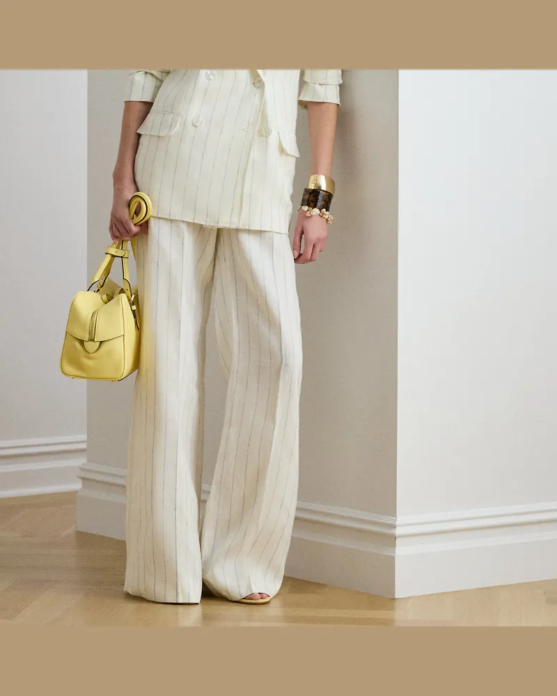 Ralph Lauren Gestreifte Leinenhose mit Schlag White